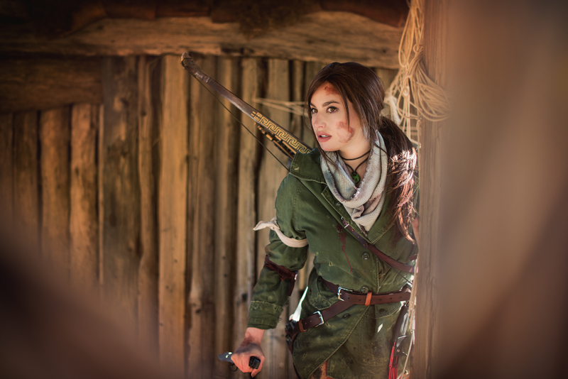 Meagan as Lara Croft (taken inside an old Viking village)